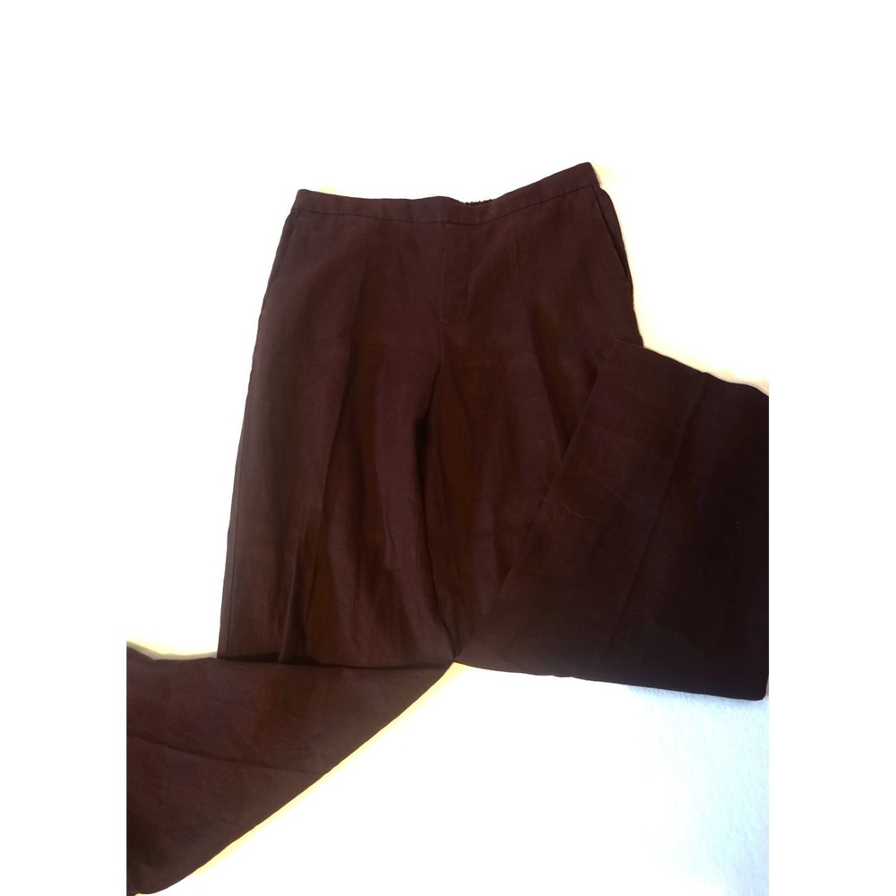 Madewell Maroon Easy Pull-On Pant in 100% Linen, Size Large, AG1.C1000 - Picture 2 of 10